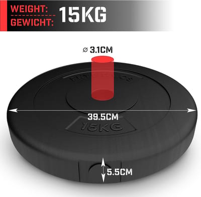 Physionics - Halterschijven - Gewichtsschijven - 2 x 15KG - 30MM