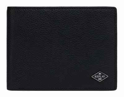REPLAY Leren portemonnee Wallet Black zwart