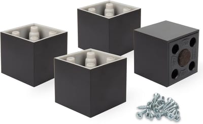 Vierkante meubelpoten 5 cm zwart met viltvoetjes 4 stuks