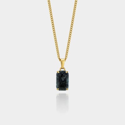 Spectrolite Gemstone Pendant - Gouden Edelsteen Hanger Ketting - 50 cm lang - Ketting Heren met Hanger - Olympus Jewelry