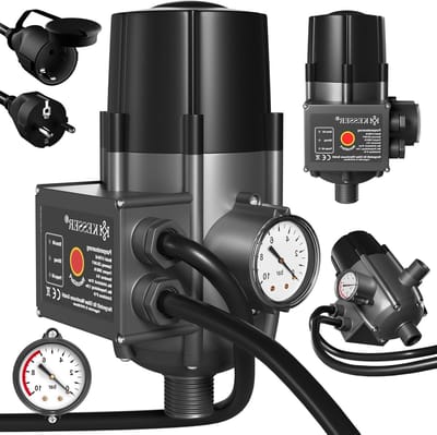 Pompbesturing Drukschakelaar - Waterdruk Regelaar - Constante Waterdruk - Automatische Start Stop - 10 Bar Max - Zwart