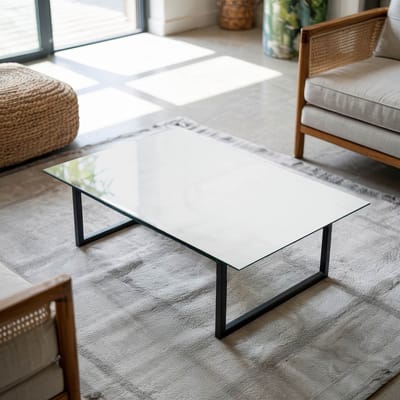 Coloray Tafelblad - Glazen Blad - 100x70 cm - Wit - Rechthoek Glazen Tafelblad - Tuintafelblad - Tafelblad Buiten - Tafelblad Voor Buiten - Buiten Tafelblad woonkamerdecoratie