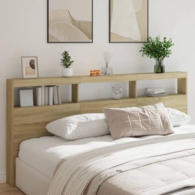 vidaXL - Hoofdbordkast - met - LED-verlichting - 220x17x102 - cm - sonoma - eiken