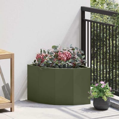 vidaXL Hoek Plantbak Olijfgroen 45 x 45 x 35 cm Staal
