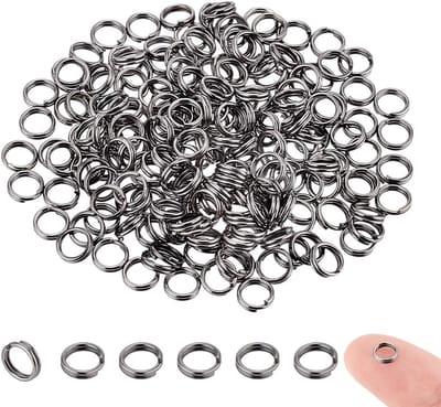 400 Pcs 5mm Split Rings voor Sleutelhangers en Sieraden - Dubbele Sluiting Verbindingringen voor Hangers en DIY Creaties - Zwart