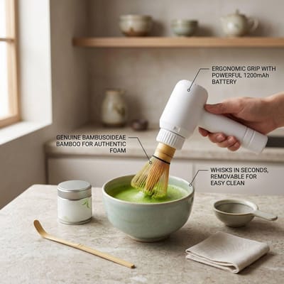 Elektrische Matcha Klopper Oplaadbare Handheld Elektrische Matcha Schuimer Poeder Mixer Kit voor Cacao Melk Thuis Kantoor L gray