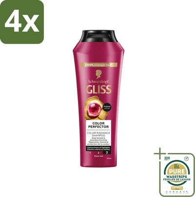 Gliss - Shampoo - Color Protect & Shine - Voor Langdurige Kleurbehoud - 250 ml - Voordeelverpakking - 4 stuks - Geverfd haar shampoo - Highlights shampoo