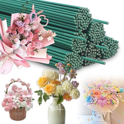 Bloemendraad Groen 100 Stuks - 30 cm Lange Steekdraad voor Bloemenboeketten en Handwerk