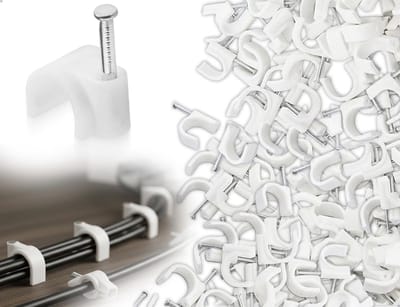 Set van 100 kabelclips voor muur, plastic nagelclips, kabelhouders voor kabelorganisator, ideaal voor kabelbeheer en wandmontage