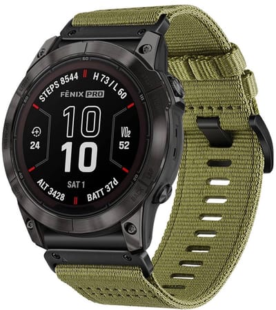 Nylon bandje - geschikt voor Garmin Fenix 3 / 5X (Plus) / 6X (Pro) / 7X (Pro) / 8 (51 mm) / Tactix (7) / Descent Mk 51 mm / Instinct 2x / 3 - 50mm / D2 / Epix Pro 2 (51 mm) - army groen
