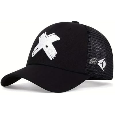 Casquette de baseball à bord incurvé avec lettre X, Casquette à bec de canard tendance pour hommes et femmes de rue, Chapeau Hip Hop Rap Hip-Hop Adjustable black