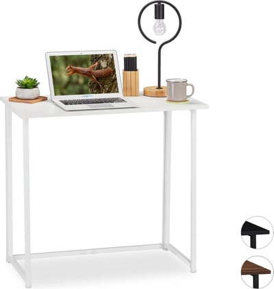 bureau inklapbaar - ruimtebesparend - 74,5 x 80 x 45 cm - metalen frame - wit