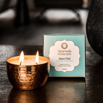 Song of India - Song of India - Pitta Aqua Oud geurkaars met 2 lonten in pot 200g