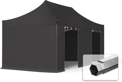 3x6 m Easy Up partytent Vouwpaviljoen PVC brandvertragend, PROFESSIONAL alu 40mm, zwart