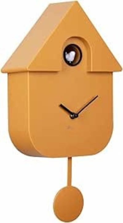 Quvo® Koekoeksklok Modern - Wandklok - Uurwerk - Inclusief Gewichtsketting - Geel - 9cm x 22cm x 41cm