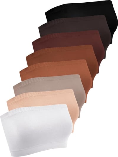 Set van 8 strapless bandeau tops voor dames, naadloze bralettes, rekbare sportbh's en comfortabele tube tops