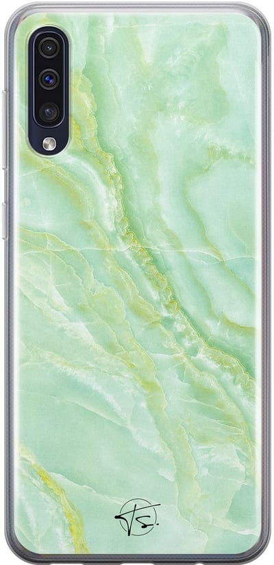 Hoesje geschikt voor Samsung Galaxy A50 - Marmer Limegroen - Soft Case - TPU - Marmer - Groen - Mooie Telefoonhoesjes