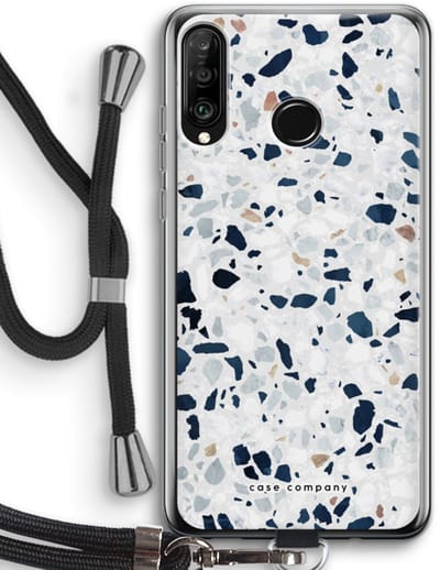 Case Company® - Hoesje met koord geschikt voor Huawei P30 Lite hoesje met Koord - Terrazzo N°1 - Telefoonhoesje met Zwart Koord - Bescherming aan alle Kanten en Over de Schermrand