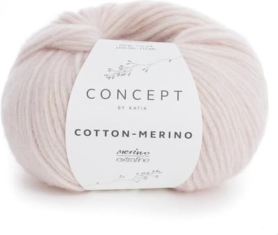 Cotton-Merino Katia Licht Roze Kleurnr. 103 - merino wol - breigaren - breien - haken - sjaal breien - muts breien - debardeur breien - super zacht - garen - breiwol - breien voor beginners