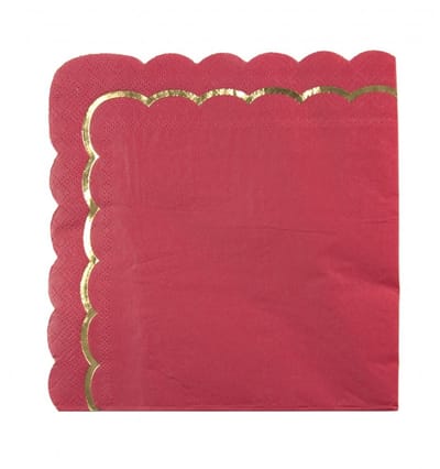 PARTYPRO - 16 gekartelde papieren servetten rood en goud 33 x 33 cm voor Kerstmis