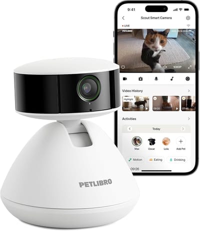 Slimme 360° HD Huisdiercamera met App - AI-gestuurde Binnencamera voor Meerdere Dieren, Activiteitenregistratie en Nachtzicht