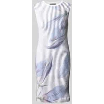 Knielange jurk van linnenmix met florale all-over print