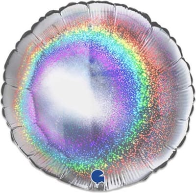 Folieballon rond glitter zilver (46cm)