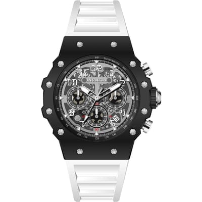 Invicta Racing 69675 Herenhorloge - Quartz Uurwerk - Acryl met Zilveren Wijzerplaat - 43 mm