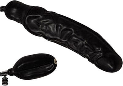 You2Toys – Opblaasbare Latex Dildo met Handpomp Geaderd en met Eikel – 23 cm – Zwart