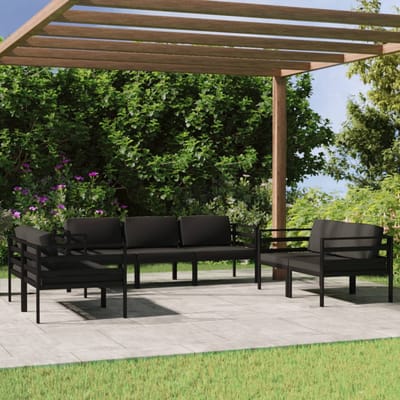 vidaXL - 7-delige - Loungeset - met - kussens - aluminium - antracietkleurig