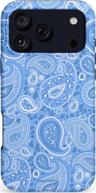 Casetastic hoesje geschikt voor Apple iPhone 17 Pro Max - MagSafe - Dubbellaagse bescherming - Paisley verleiding - Fashion Case - Lichtblauw Lavendel