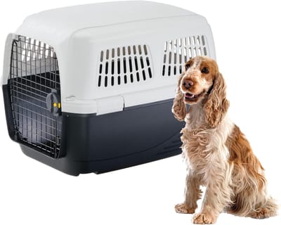 CLIPPER 4 Goedgekeurde Hondenreisbench - Middelgrote Hondenbench - max. 20 kg - Voor Vliegtuig Auto Trein - 71 x 50 x h 51 cm - Stalen Deur - Veilige Sluiting hondenmand auto