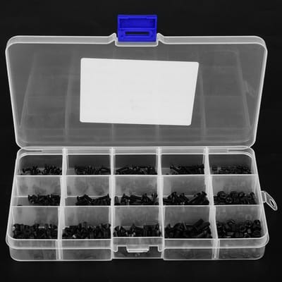 480 stuks/set Zwart Koolstofstaal Zeskant Verzonken Schroef Moer Kit M2 M2.5 M3