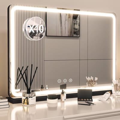 Make-up Spiegel met Dimbare LED Verlichting en Geheugenfunctie - 80x57 cm Touch Control Wandmontage