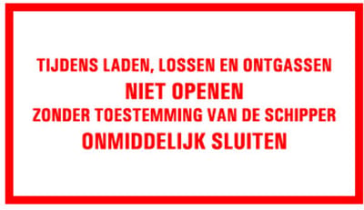 Tekststicker Tijdens laden en lossen 150 x 75 mm