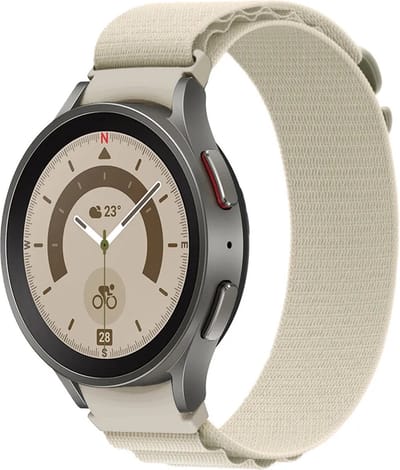 Strap-it Alpine nylon bandje - geschikt voor Samsung Galaxy Watch 4 (Classic) / Watch 5 (Pro) / Watch 6 (Classic) / Watch 7 40 & 44mm / Watch FE - sterrenlicht/starlight