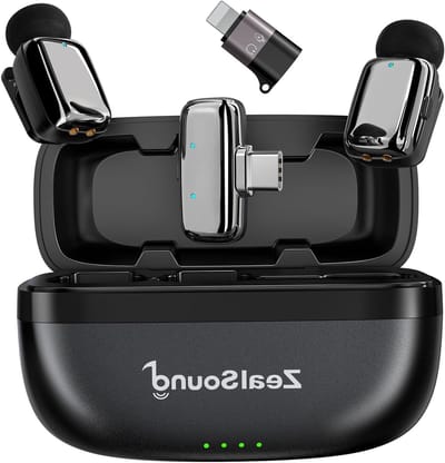 Draadloze clip-on microfoon voor heldere geluidsopnames, ideaal voor interviews en presentaties
