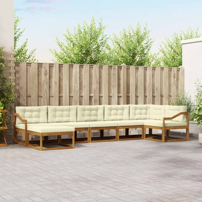 vidaXL - Buiten - bank - set - 7 - st - Natuurlijk - en - Crème