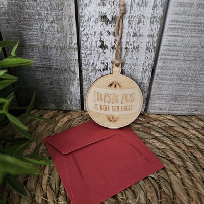 Houten Kerstbal "Liefste Zus", cadeau idee Kerst zus
