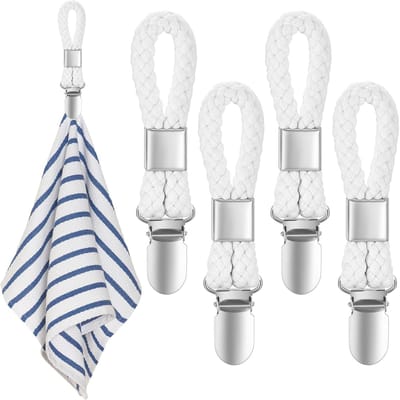 4 stuks haakclips voor theedoeken, handdoekhouders, handdoekhouders voor het ophangen van handdoeken, theedoeken, stof, sokken, handschoenen (wit)