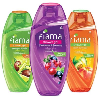 Gel douche Fiama Cassis & Busserole 250 ml | Gel douche Fiama Pêche & Avocat 250 ml | Gel douche Fiama Citronnelle & green