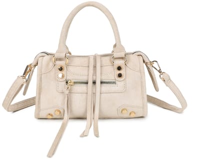 Gallantry® Dames Handtas – Compacte Schoudertas – Imitatie Suède Tas met Rits – Verstelbare Band - Beige