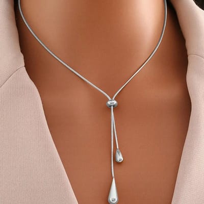 1 stuk roestvrijstalen retro minimalistische hoogwaardige metalen waterdruppelhanger ketting one-size zilver