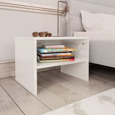 vidaXL - Nachtkastje - 40x30x30 - cm - bewerkt - hout - hoogglans - wit