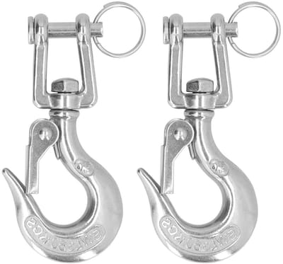 Hefhaak met Latch - Kettinghaak Draaibaar - Robuust Hijswerk - 360 Graden Draaibaar - 350 kg Capaciteit - Zilverkleurig