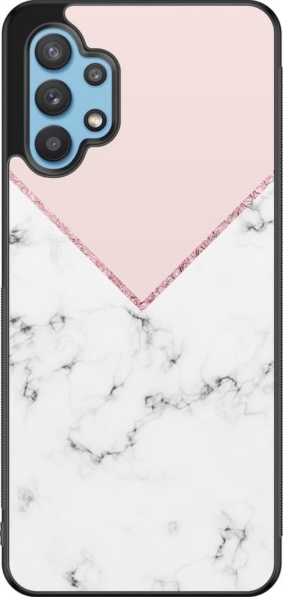 Leuke Telefoonhoesjes - Hoesje geschikt voor Samsung Galaxy A32 5G - Marmer roze grijs - Backcover zwart - Marmer - Roze
