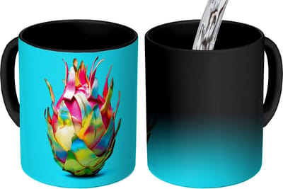 Magische Mok - Foto op Warmte Mokken - Koffiemok - Drakenfruit - Blauw - Levendig - Magic Mok - Beker - 350 ML - Theemok