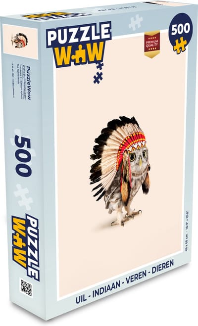 Puzzel Uil - Indiaan - Veren - Dieren - Legpuzzel - Puzzel 500 stukjes