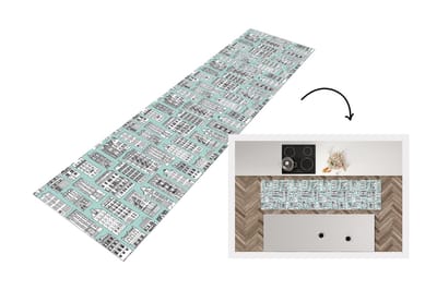 Keukenloper - Loper keuken - Patronen - Huizen - Scandinavisch - 200x50 cm - Keukenloper vinyl