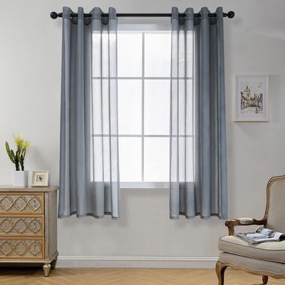 Dailygoods- Voile Gordijnen 2-delige set - Grijs - Verduisterend - Met ringen - 160 x 140 cm - Wasbaar - Faux linnenlook
